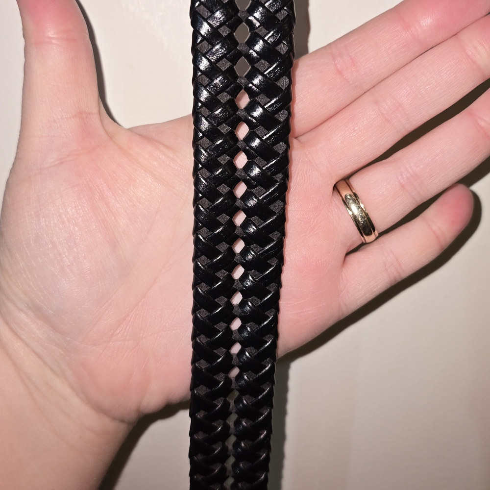 Braided Black Leather Belt